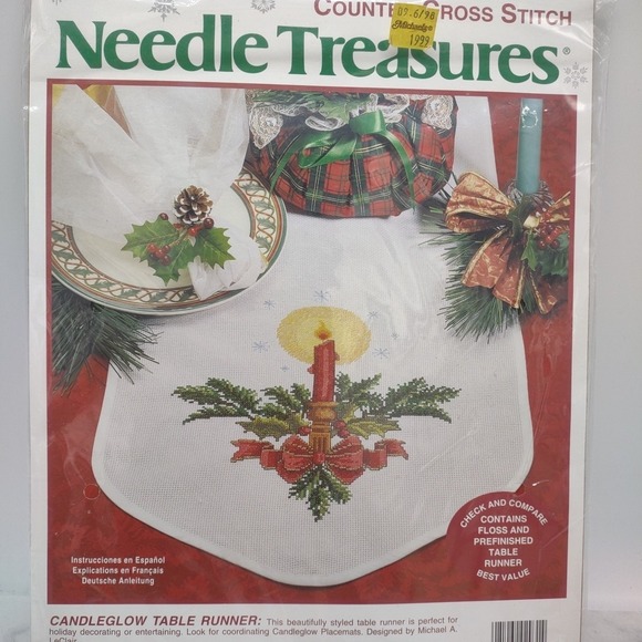 Needle Treasures CandleglowTable Runner Counted Cross Stitch Kit NOS USA 02931 - Picture 3 of 7